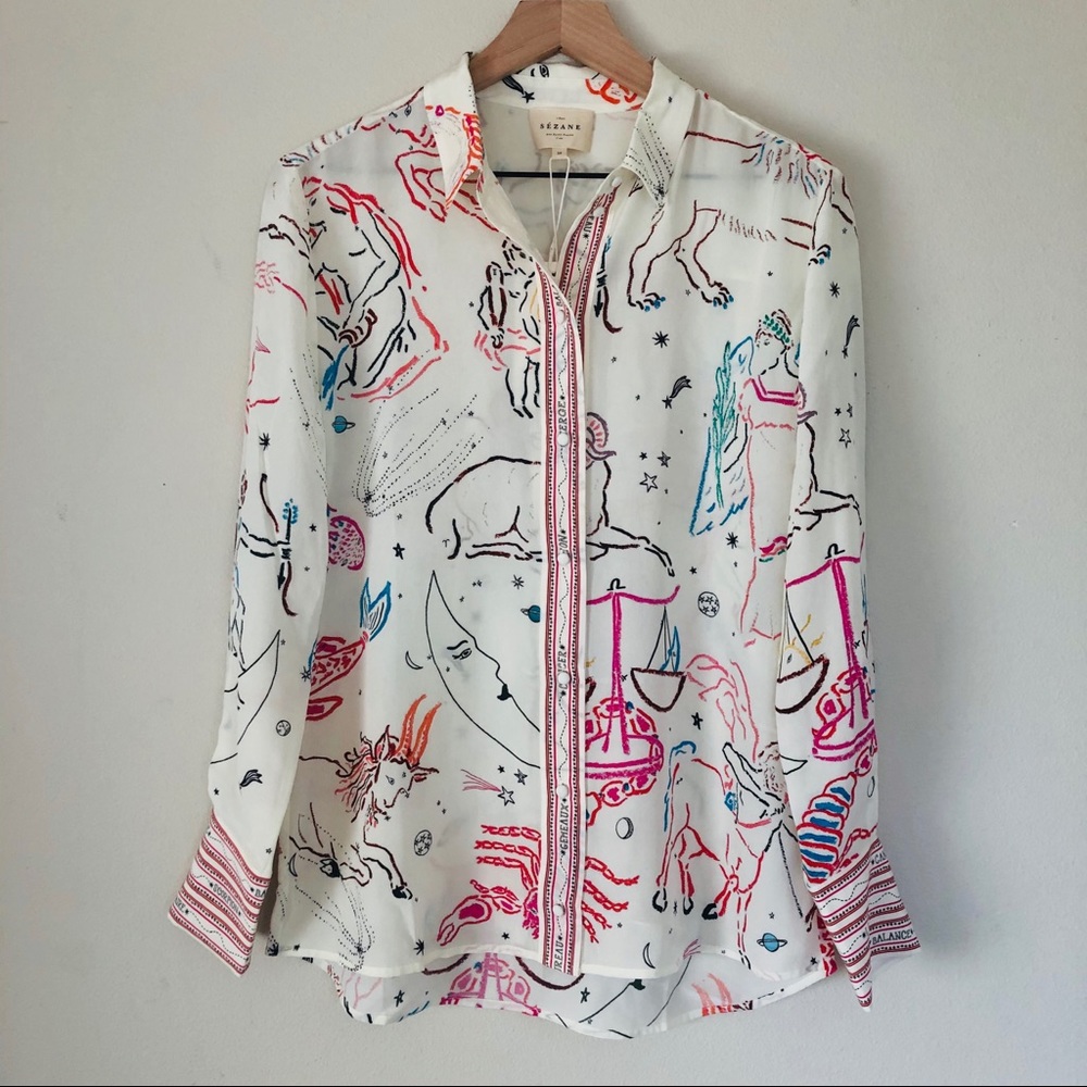 NWT Sézane Ann Astrology Blouse Size 38 - Picture 3 of 12